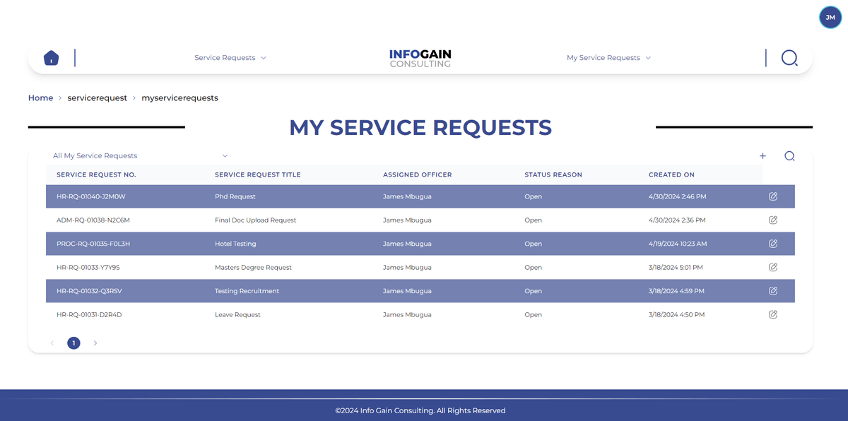 SRMS Portal Screenshot